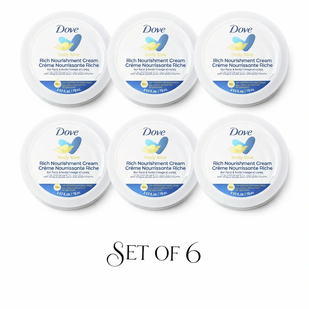 Dove Rich Nourishment Cream 2.53 oz Set of‎ 6 Face & Body Moisturizer